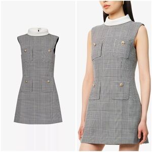 SELF-PORTRAIT Check-Print Sleeveless Stretch-Woven Minidress US 8